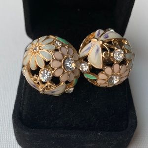 Floral/Butterfly Half Circle Earrings